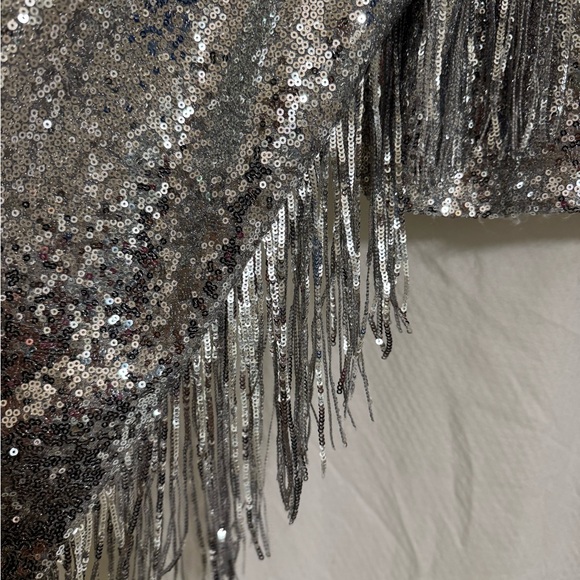 12th Tribe Star Crossed Sequin Fringe Jacket. Small. Silver. Coachella. Vegas. - Picture 4 of 13